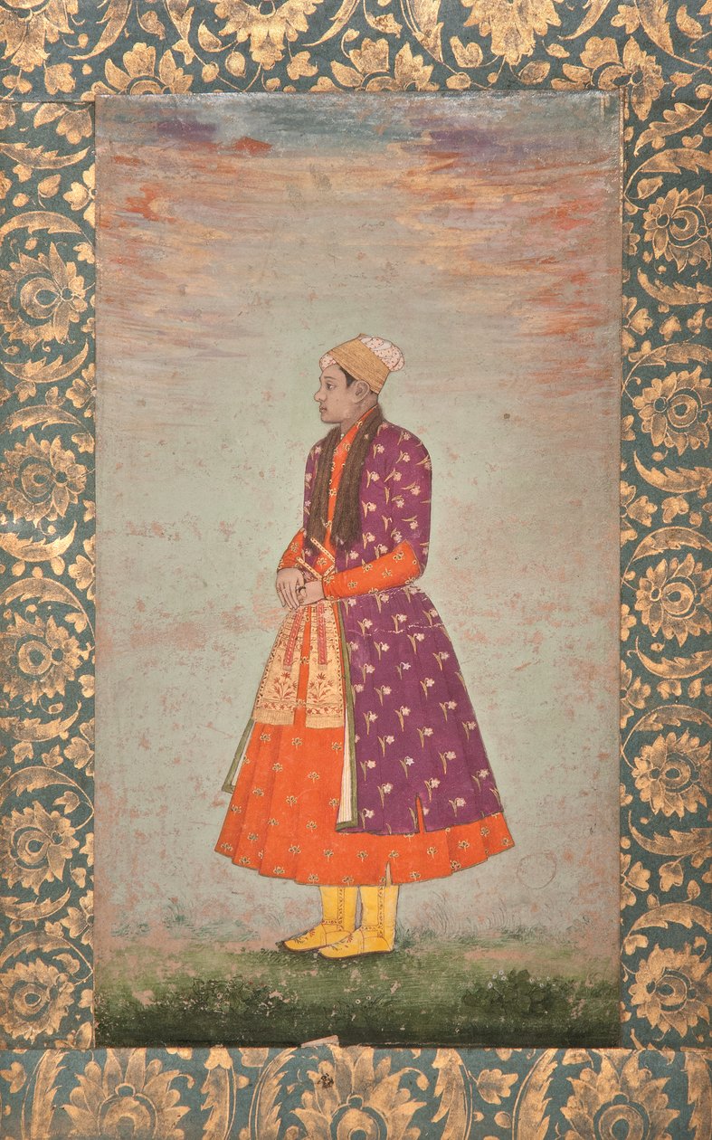 Khawas Khan, eunuch Bahadur Shah, konec 17. století (neprůhledné pigmenty a zlato na papíře) od Unbekannter Künstler