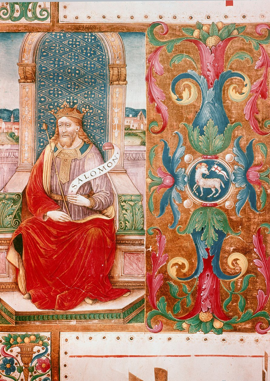 Král Šalamoun na trůně Iluminovaná lettrína z rukopisu paní K C 43, Florencie, Museo del 
