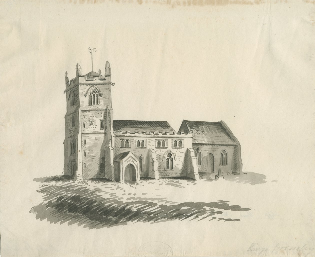 Kings Bromley Church: sépiová kresba, nd [c 1770] od Unbekannt