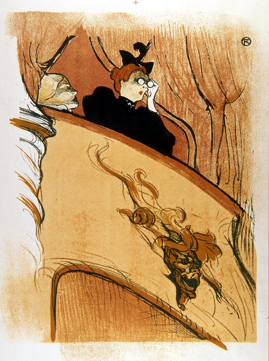 Krabice se zlatým maskaronem (představení, divadlo) - litografie Henry Toulouse Lautreca - Musée Petiet Limoux od Alec Hunter