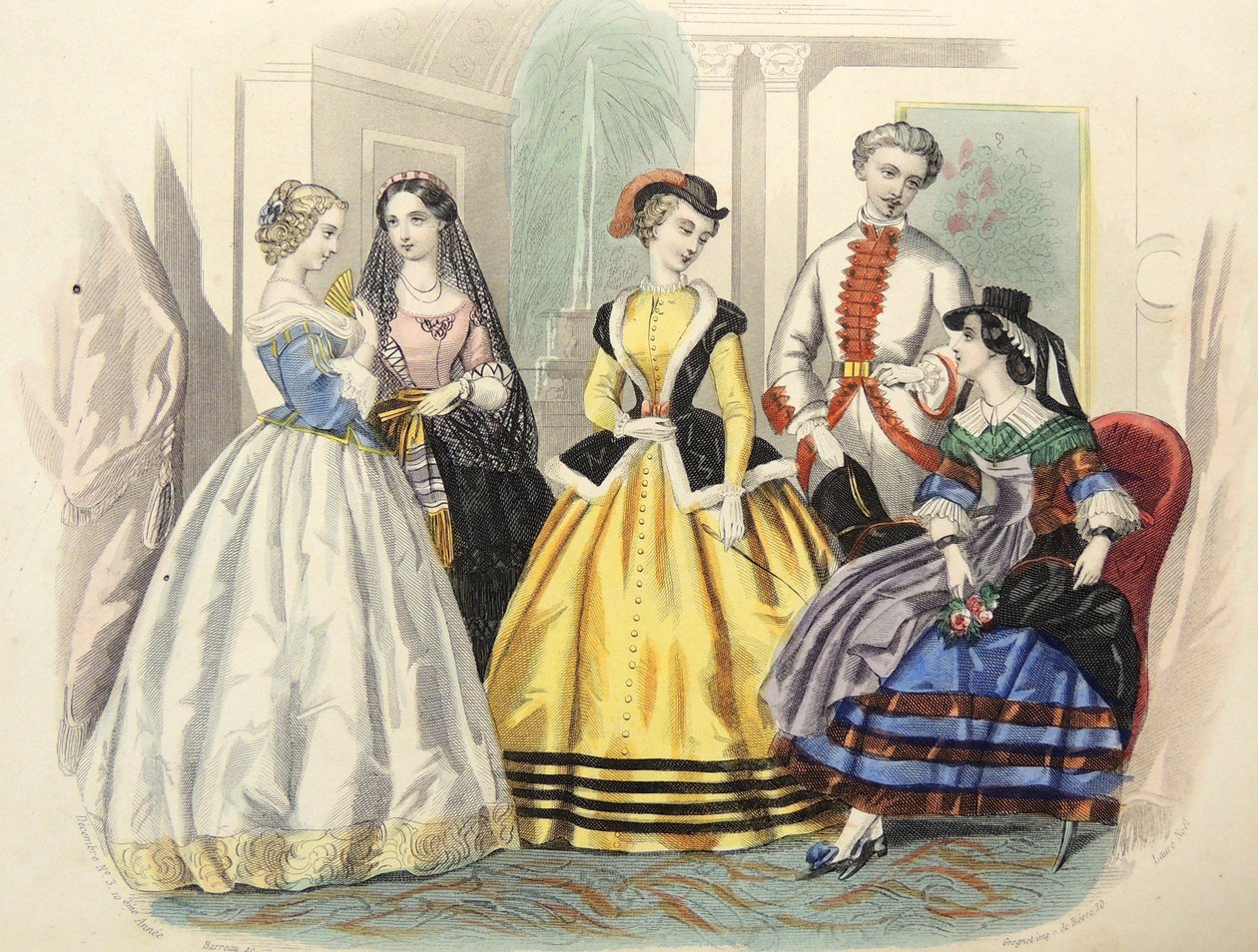 Dámská móda v Paříži, kolem roku 1860. od Unbekannter Künstler