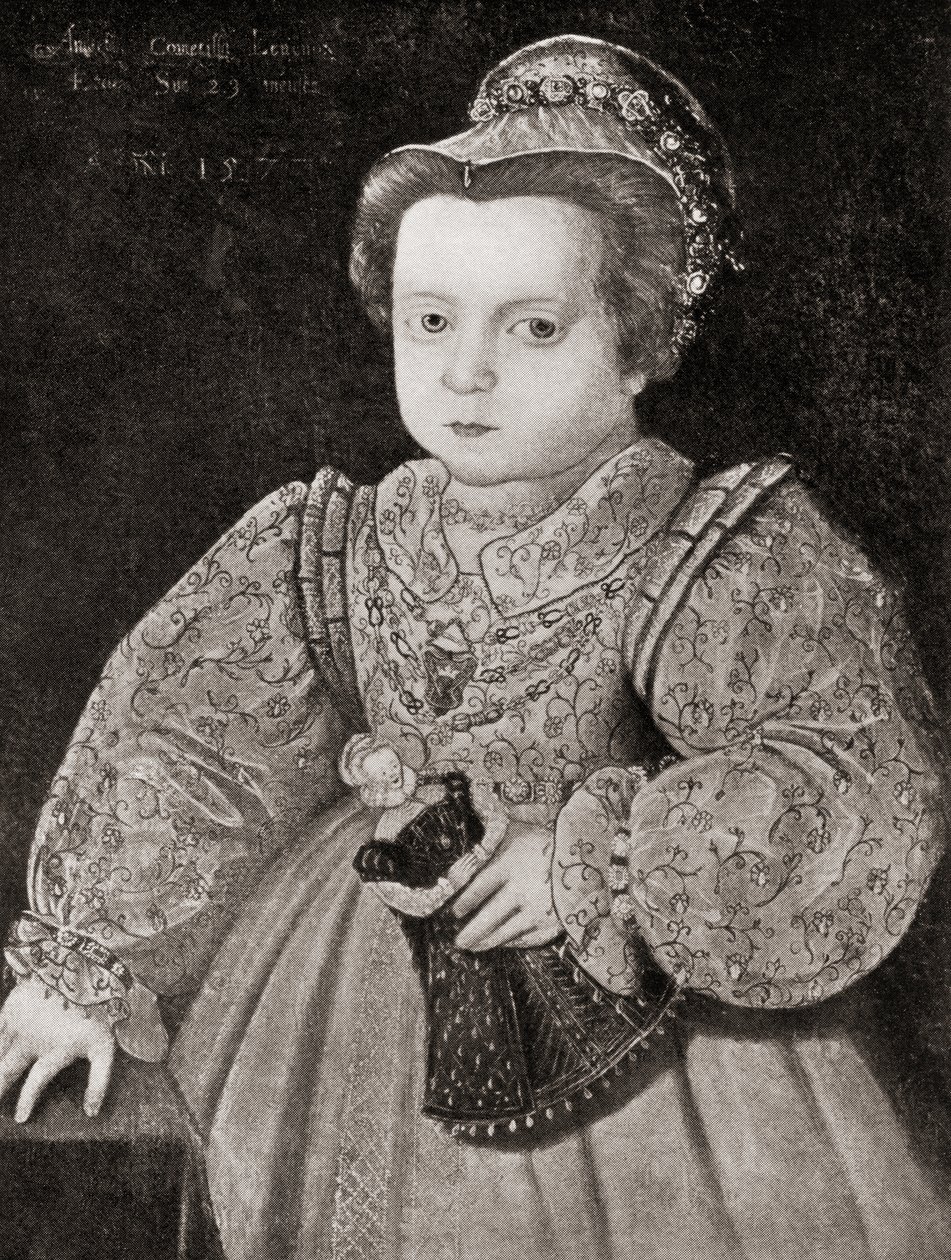 Lady Arbella Stuartová jako dítě, z The Girl Through the Ages, vydané 1933 (litho) od Unbekannt