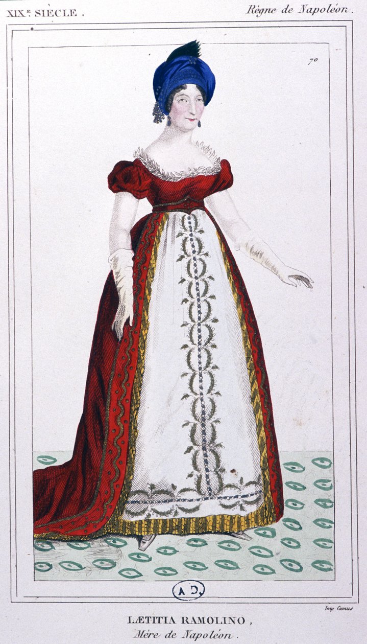 Laetitia Bonaparte, asi 1810 (rytina) od Unbekannter Künstler