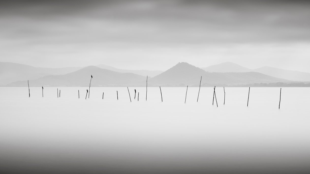 Trasimenské jezero, Umbrie, Itálie, 2015 (černobílá fotografie) od Leopold Blonder