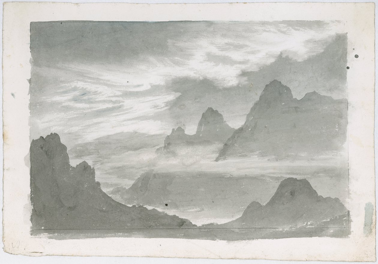 Vrstvy stratusu, které se vinou po horských svazích, asi 1803-1811 od Unbekannter Künstler