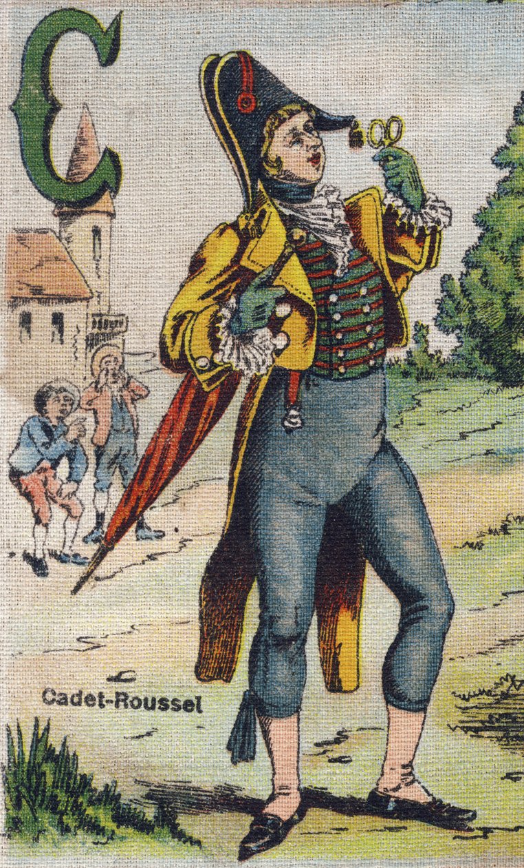 Písmeno C: Cadet Roussel. Drolatické album. Série číslo 4 v albech-chromo na plátně. Chromolitografie na tkáni. Imaging Marcel Vagne, Jarville-Nancy, začátek 20. století. Rozměr: 25 x 17,5 cm od Unbekannt