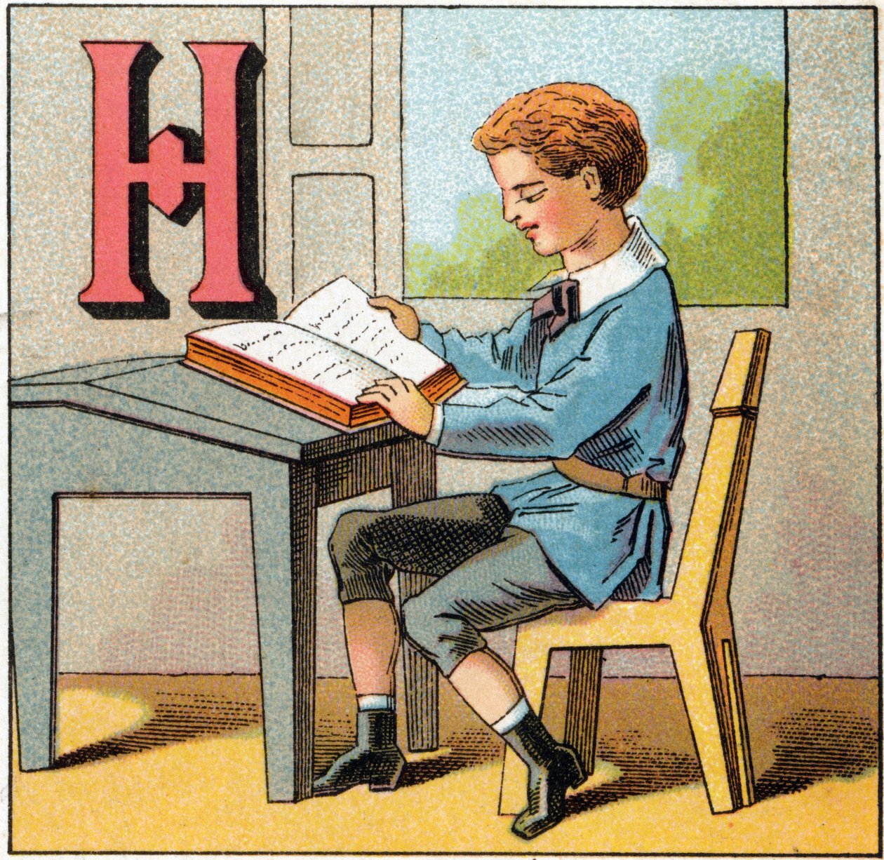 Písmeno H jako historie Francie. Rytina v "Alphabet des petits ecoliers". Imaging of Epinal, circa 1885. Privee Collection od Unbekannt