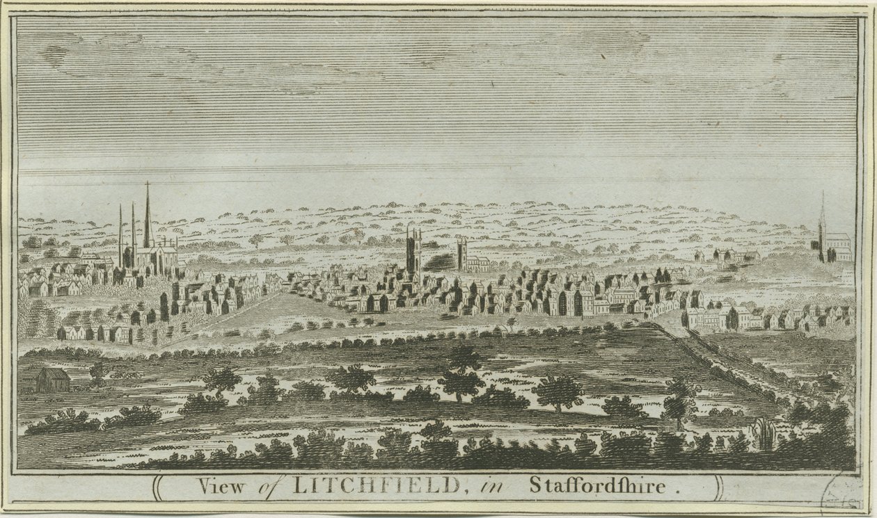 Lichfield - South West View: rytina, nd [c 1780-85] od Unbekannt
