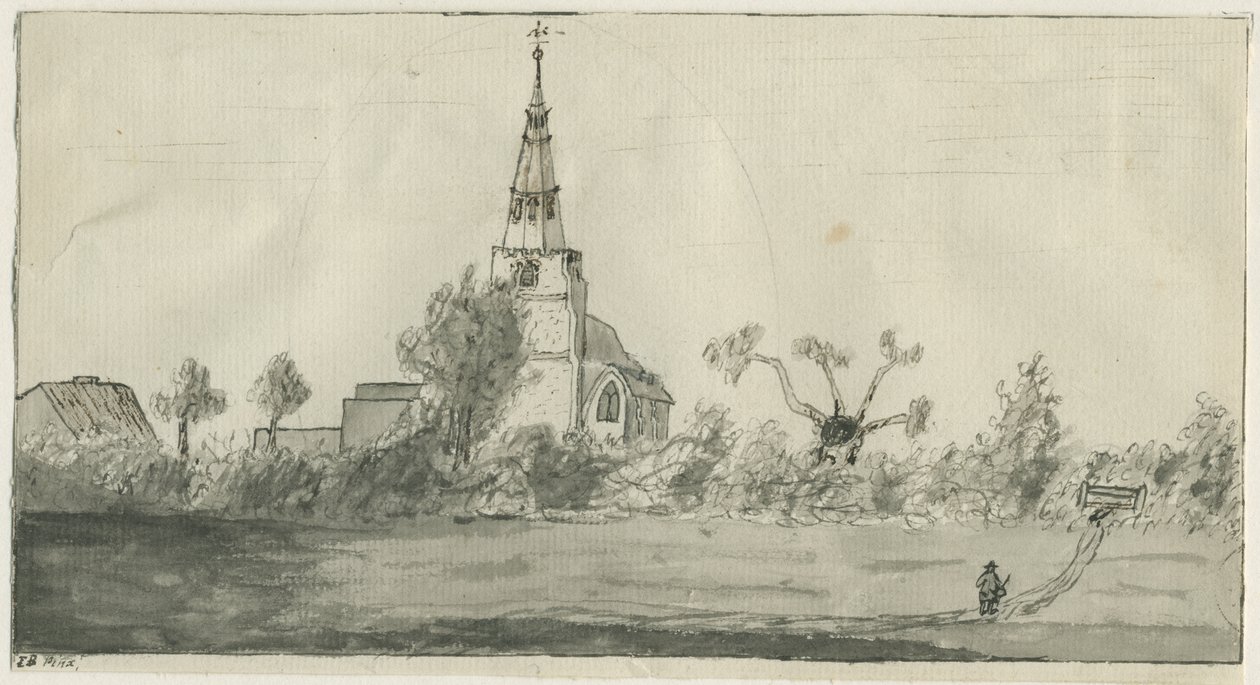 Lichfield - Kostel sv. Michaela: sépiová kresba, nd [? konec 18. stol.] od Unbekannt