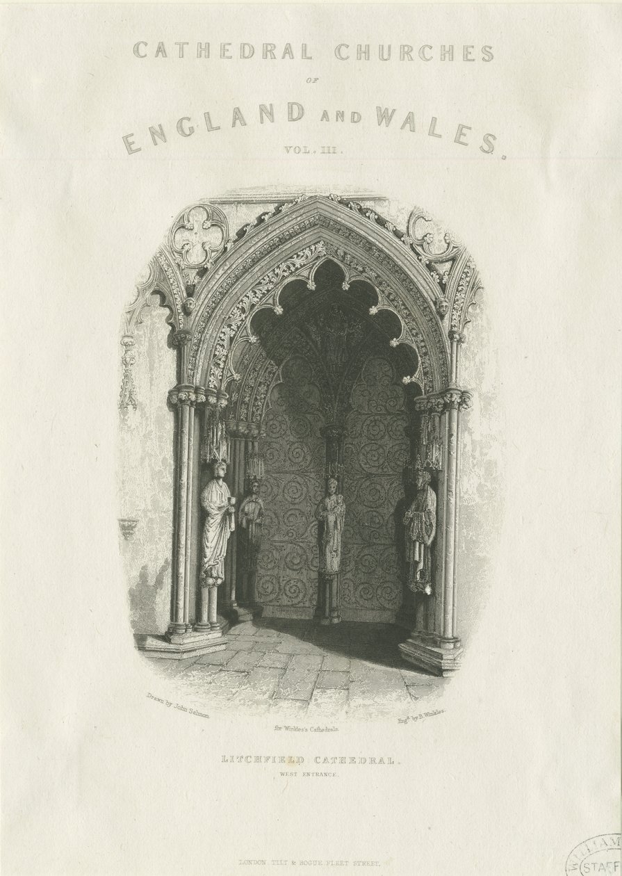 Katedrála Lichfield - West Doorway: ocelorytina od Unbekannt