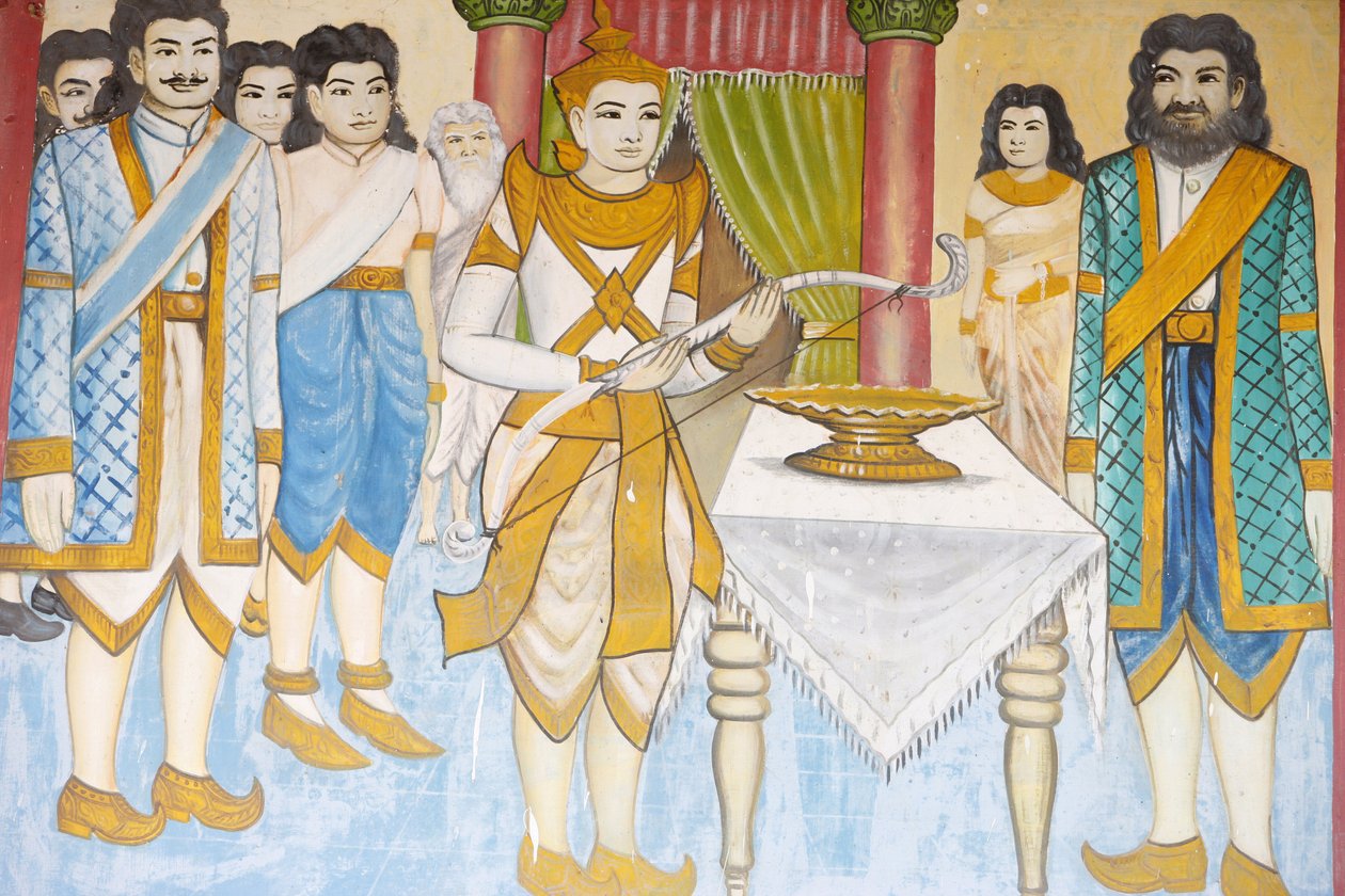 Život Buddhy Princ Siddhartha Gautama se stal šampionem v šermu, zápase a lukostřelbě, Siem Reap, Kambodža od Unbekannt