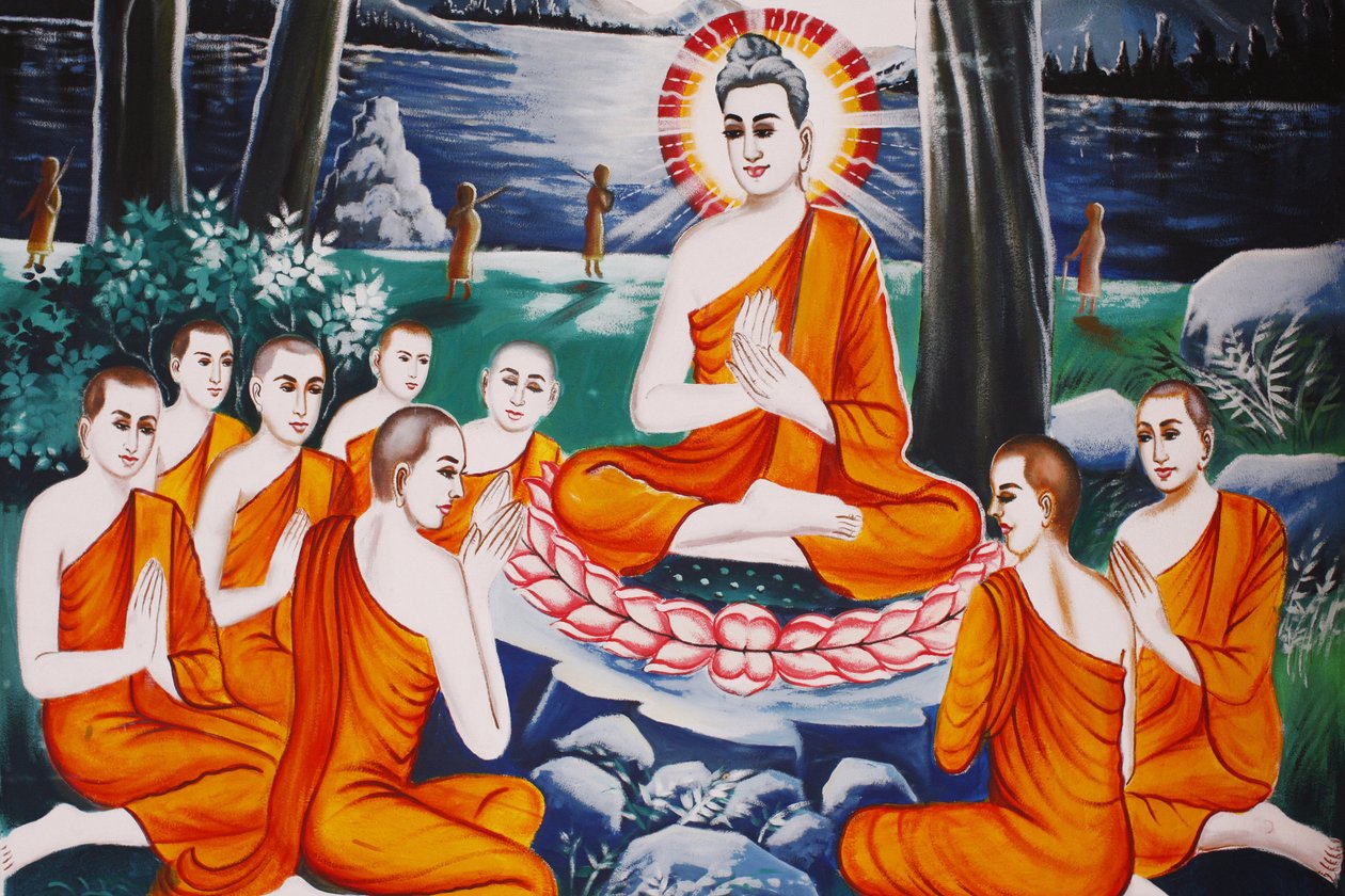 Život Buddhy Dotazování Buddha vycvičil své žáky v umění dotazování, Siem Reap, Kambodža od Unbekannt