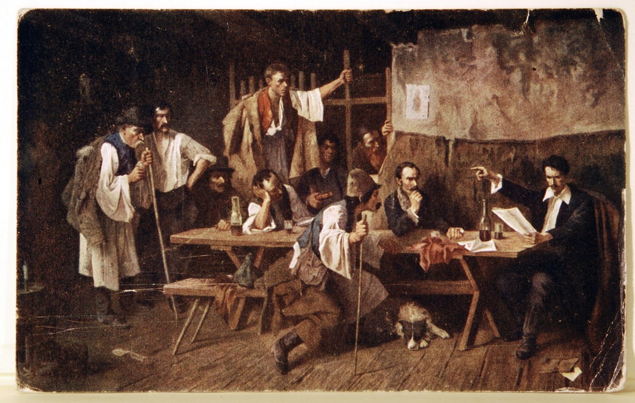 Literatura. Maďarský básník Petofi, pohlednice kolem roku 1848, Maďarsko, kolem roku 1900 (pohlednice) od Unbekannter Künstler