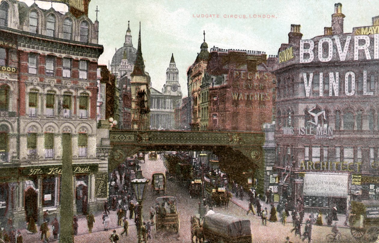 Londýn - Ludgate Hill v londýnské čtvrti City, počátek 20. století (pohlednice) od Unbekannter Künstler