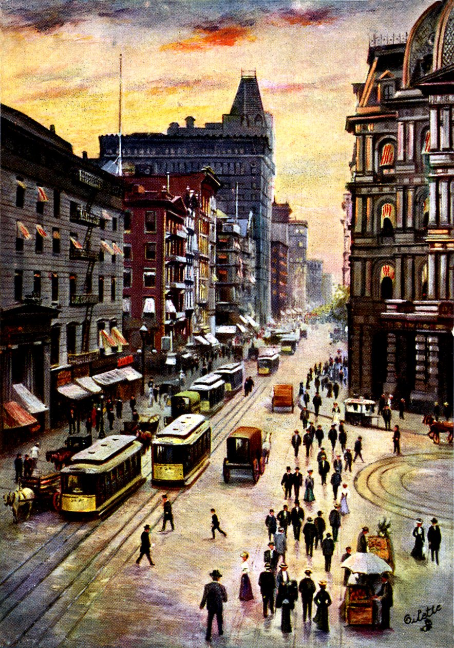 Lower Broadway, Manhattan od Unbekannter Künstler