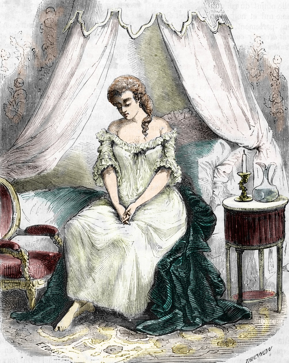 Madame du Barry zavřená v opatství Pont-aux-Dames v roce 1774. 19. století (rytina) od Alec Hunter