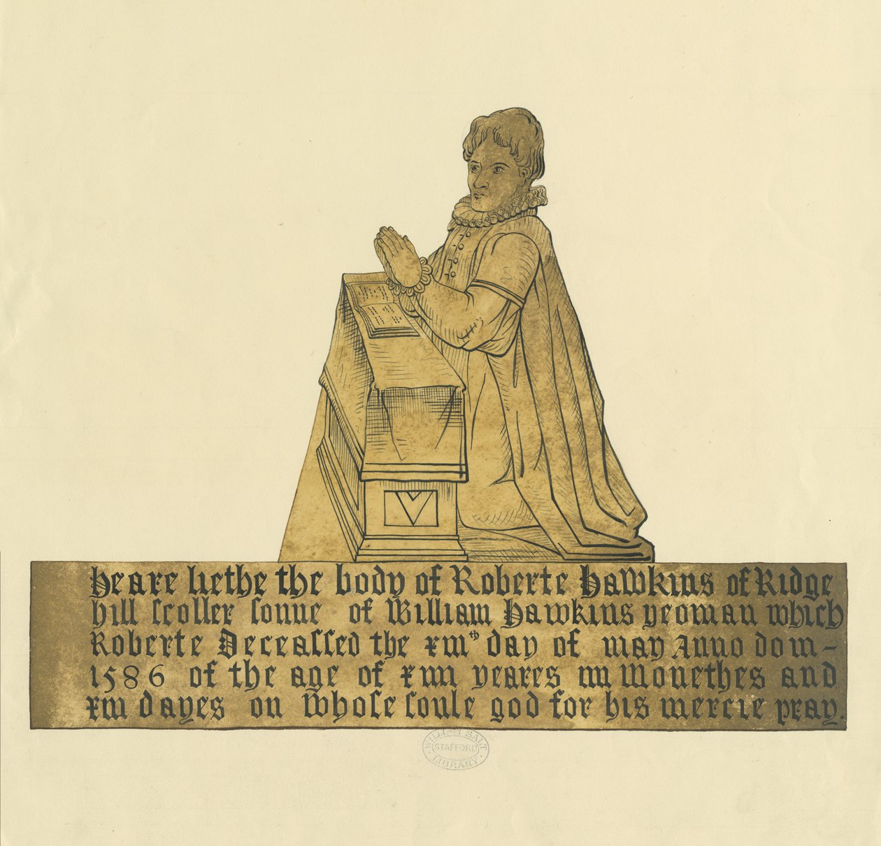 Madeley Church – Památník Roberta Hawkinse: malba vodovými barvami a inkoustem, nd [? 19. století] od Unbekannt