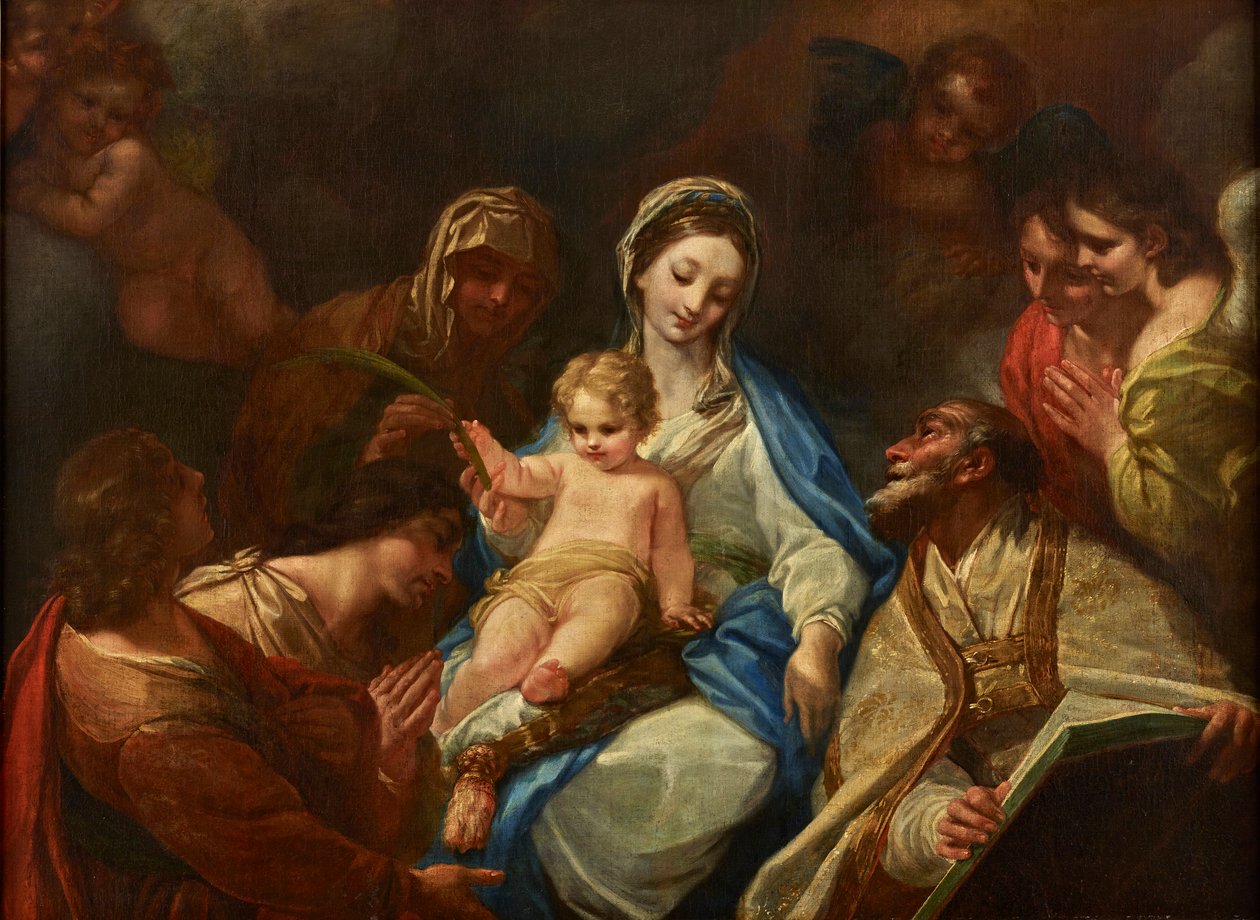 Madona s dítětem, svatí a andělé od Unbekannter Künstler