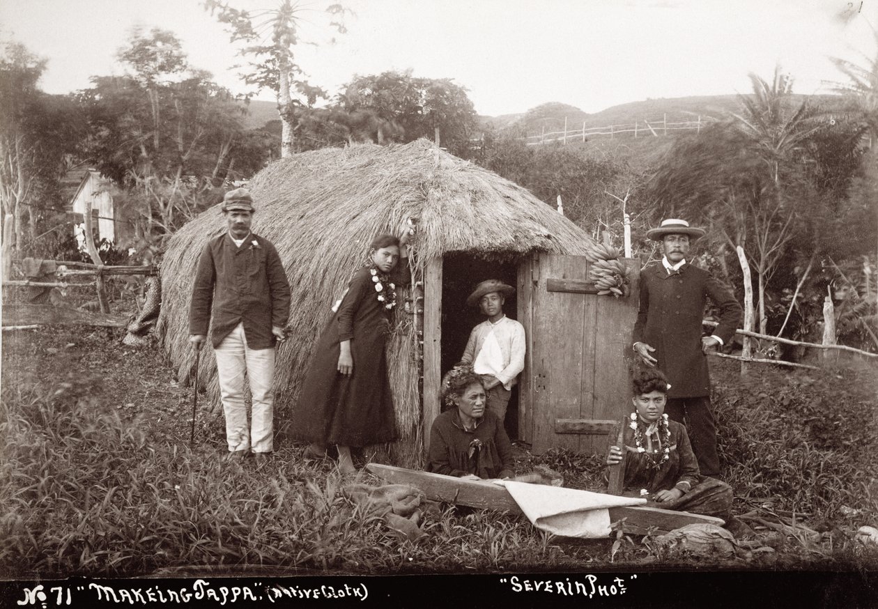 Making Tappa, nativní látka, cca 1875 (sépiová fotografie) od Unbekannt