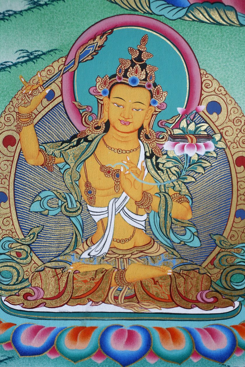 Manjushri, božství vědění. Klášter Kopan, Káthmándú, Nepál od Unbekannt