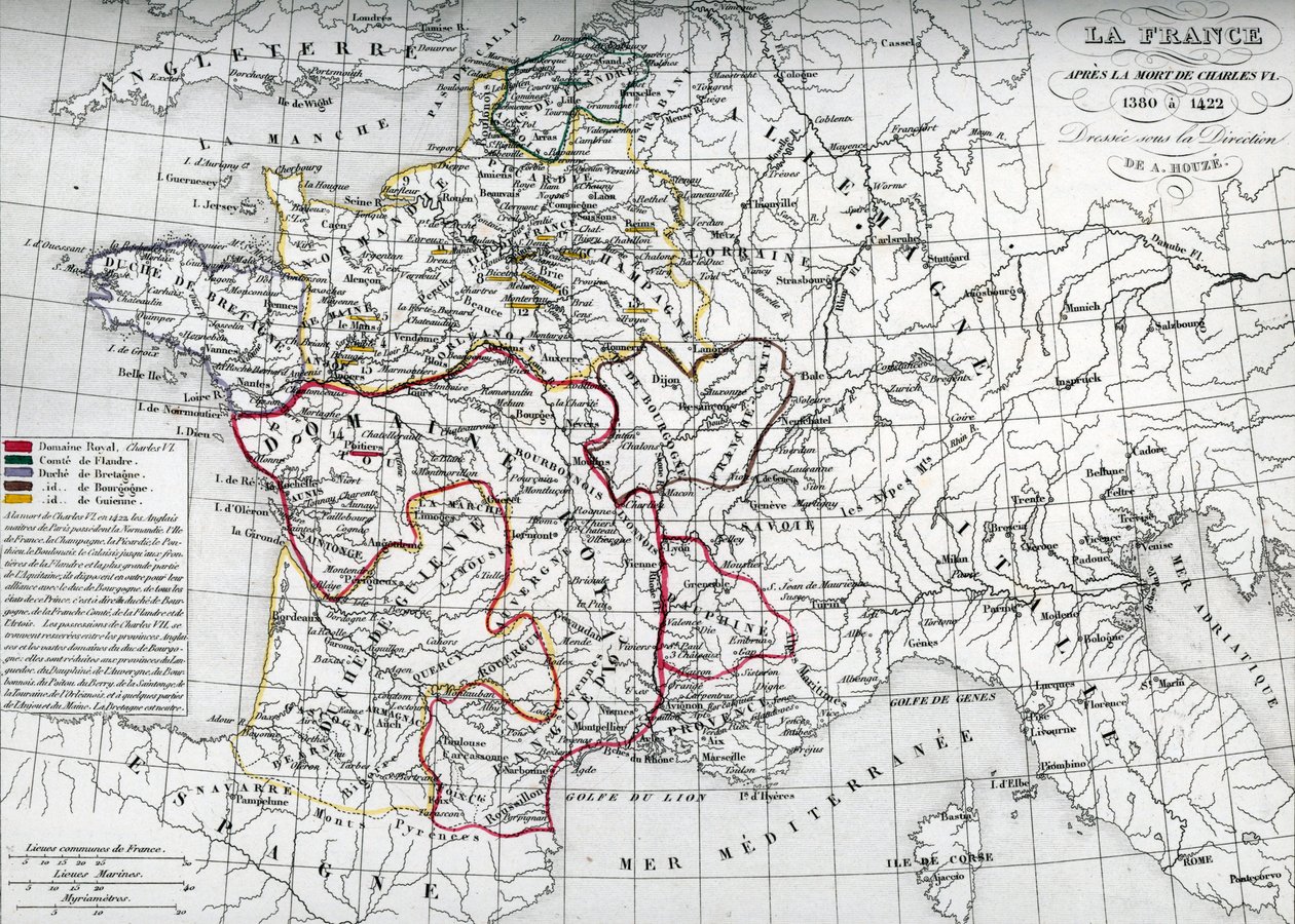 Mapa Francie za krále Karla VI. od Unbekannter Künstler