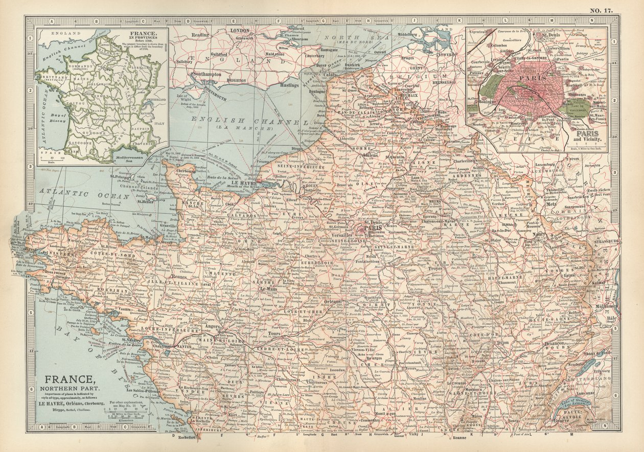 Mapa Francie, kolem roku 1900 (rytina) od Unbekannter Künstler