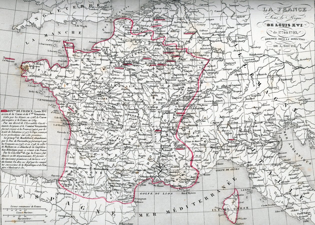 Mapa Francie za vlády krále Ludvíka XVI. v letech 1774-1793 (Mapa Francie za vlády krále Ludvíka XVI.) Deska z Houzova "Atlas Universel" od Unbekannter Künstler