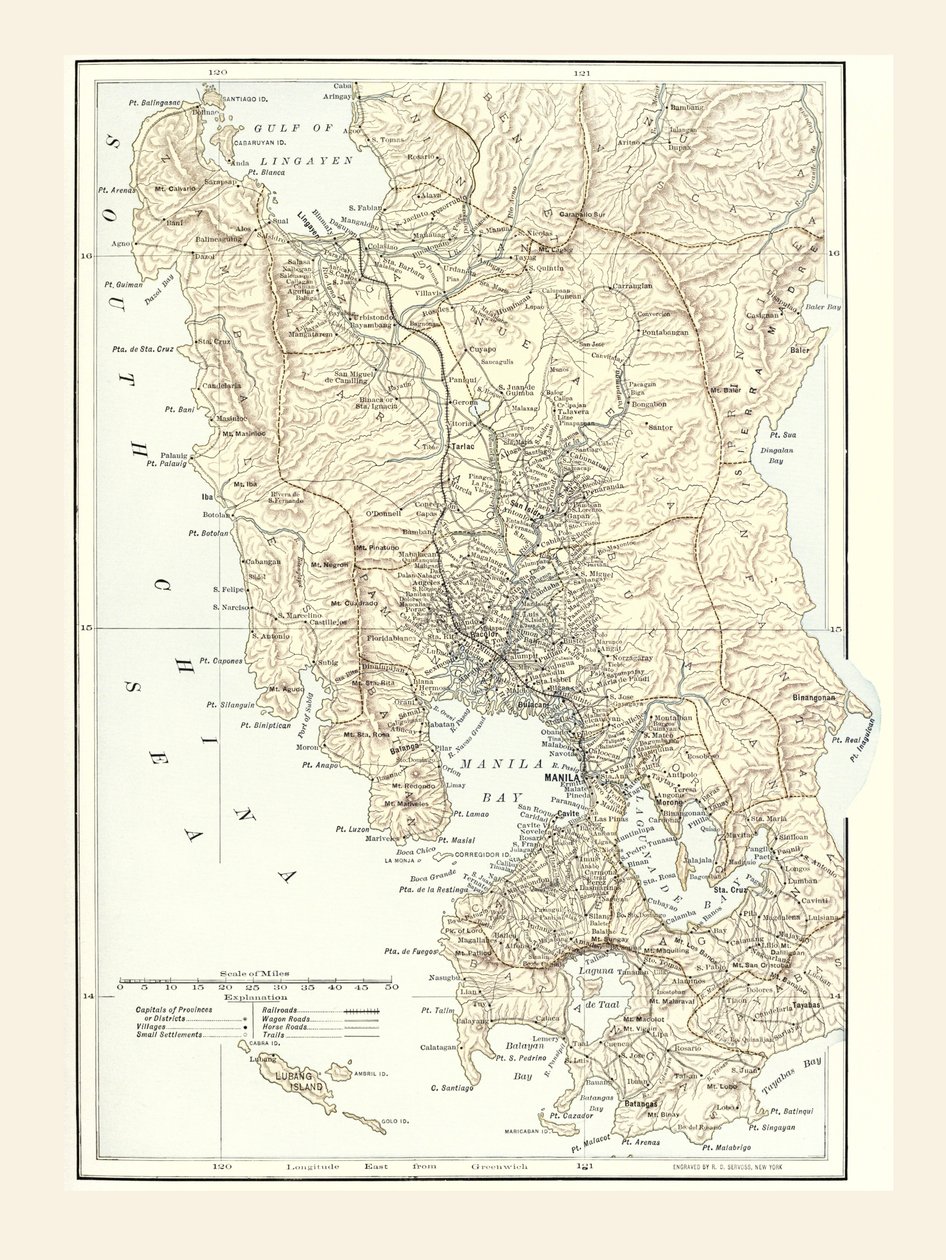 Mapa Manily, Filipín a válečného sídla během španělsko-americké války v roce 1898. od Unbekannt