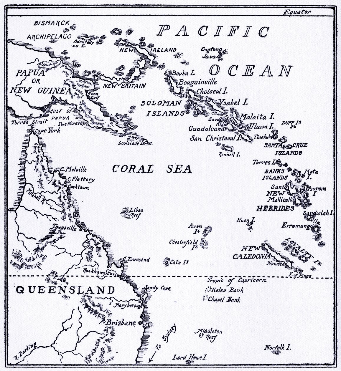 Mapa Melanésie od Unbekannt