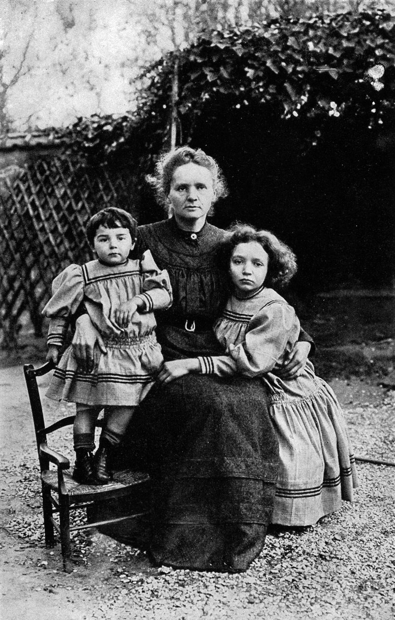 Marie Curie s dcerami Irene a Evou od Unbekannter Künstler