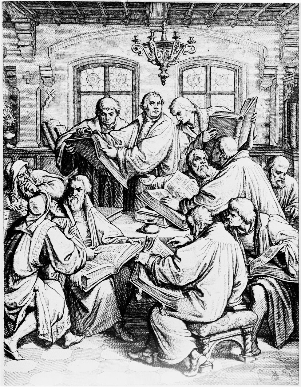 Martin Luther překládá Bibli svatou z latiny do němčiny od Unbekannter Künstler