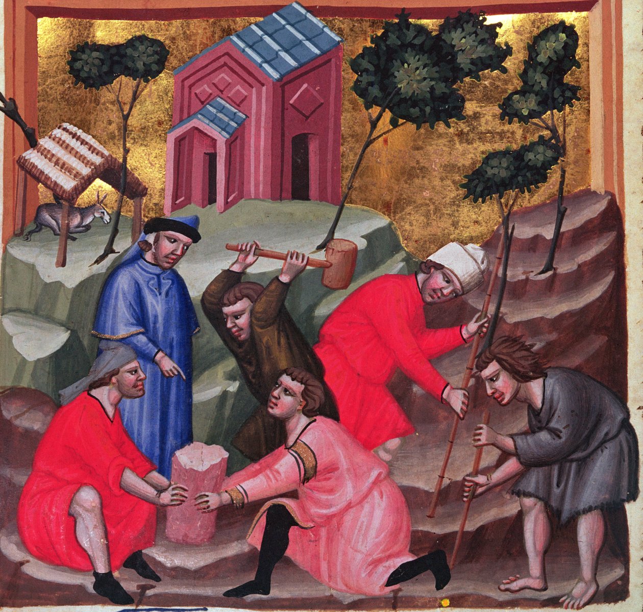 zedníci a kameníci, c. 1300 (miniaturní) od Unbekannter Künstler