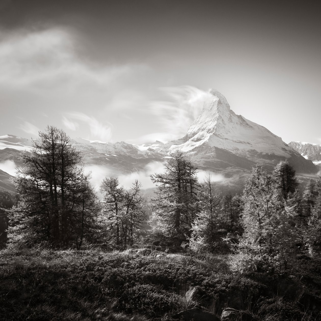 Studie Matterhorn 3, Švýcarsko, 2014 (černobílá fotografie) od Leopold Blonder