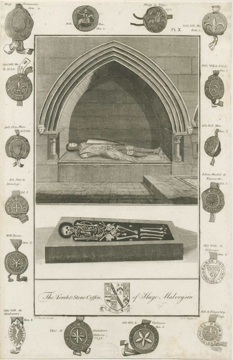 Mavesyn Ridware - Tomb of Hugo Mavesyn: rytina, 1785 od Unbekannt