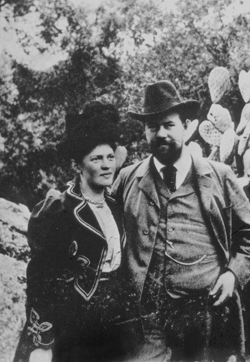 Max Weber a jeho žena, kolem roku 1900 (čb fotografie) od Unbekannter Künstler