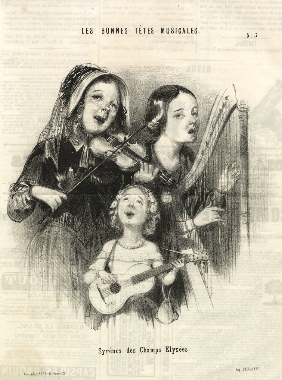 Mořské panny z Champs Elysees (Charivari), Paříž 1846 (rytina) od Unbekannter Künstler