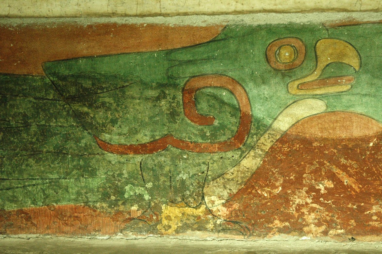 Mexiko, Mexico City, Teotihuacan (1. století našeho letopočtu), Chrám jaguárů, freska papouška od Unbekannt