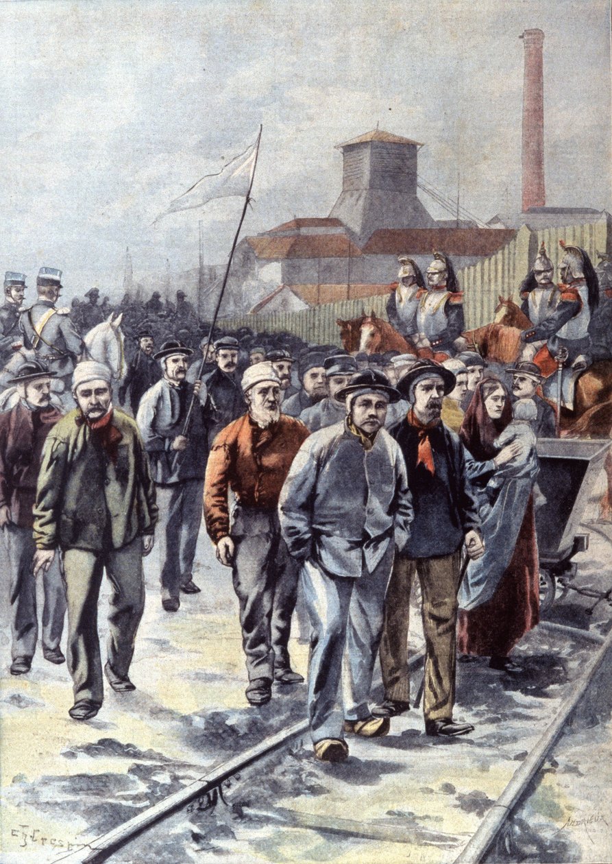 Stávka horníků v Courrieres, asi 1906 (ilustrace) od Unbekannter Künstler