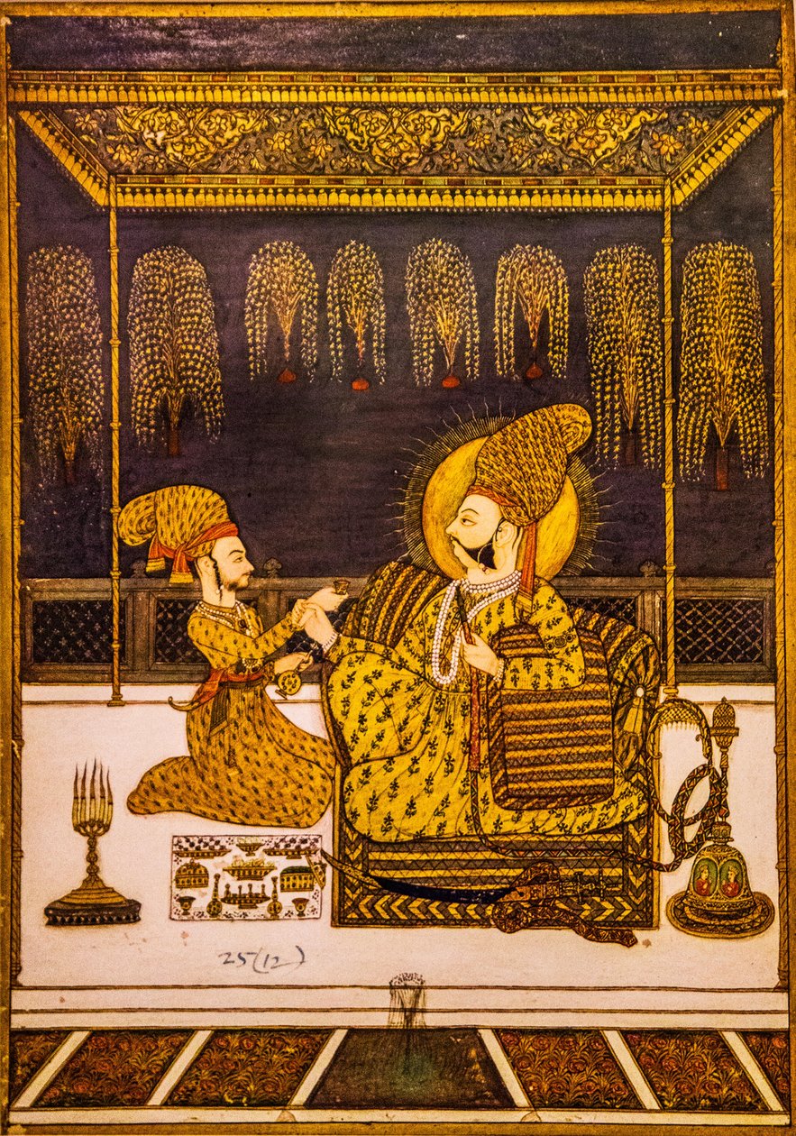Miniaturní malba, pevnost Mehrangarh, Jodhpur, Jodhpur, Rádžasthán, Indie, Asie (foto) od Unbekannter Künstler