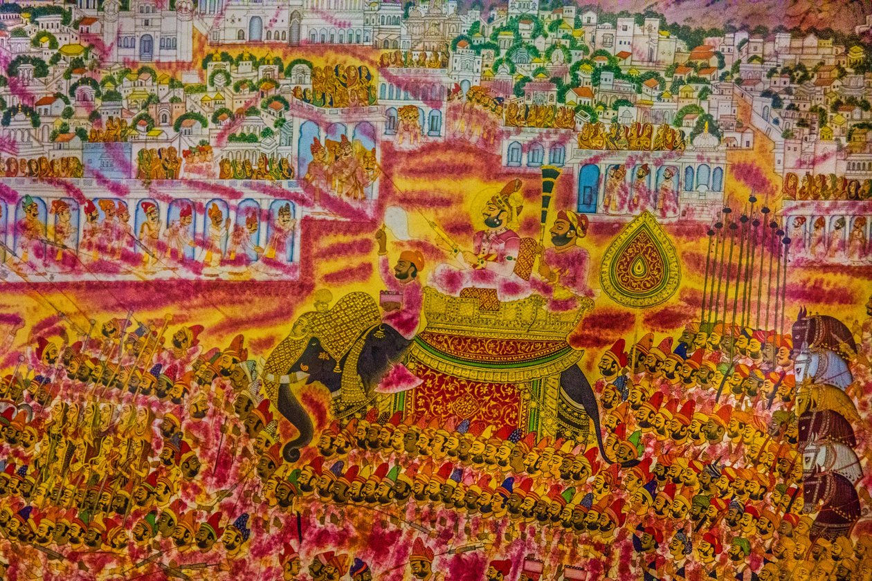 Miniaturní malba z pevnosti v Jodhpur, Holi Festival, Mandawa, Rádžasthán, Indie, Asie (foto) od Unbekannter Künstler