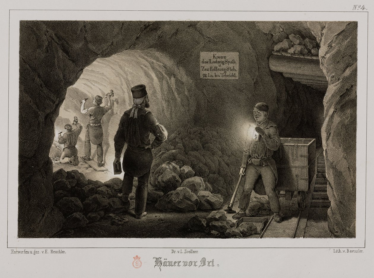 Těžba, horníci kovových rud, Německo, c 1851 od Unbekannt