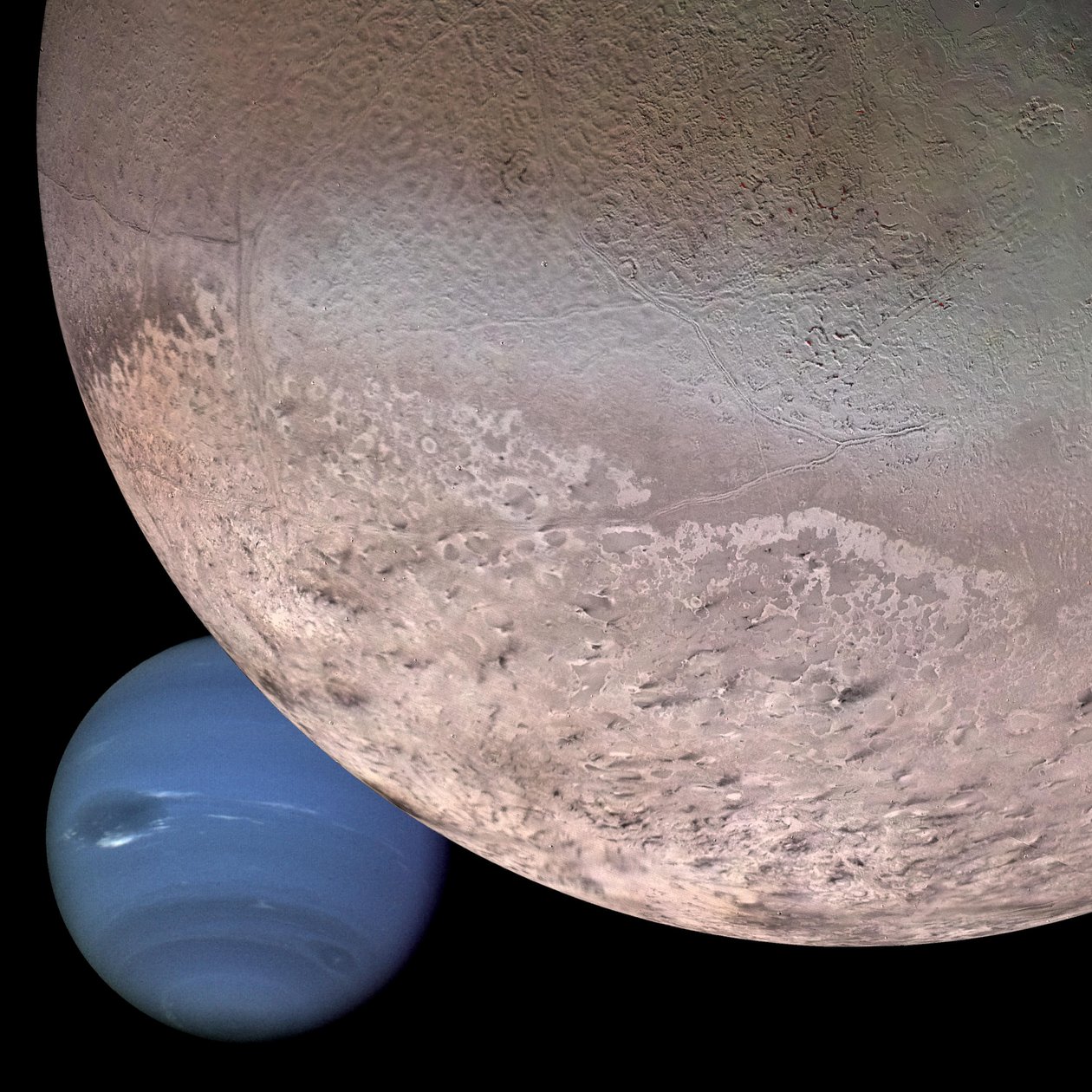 Sestřih Neptunu a jeho měsíce Triton (digitální snímek) od Unbekannt