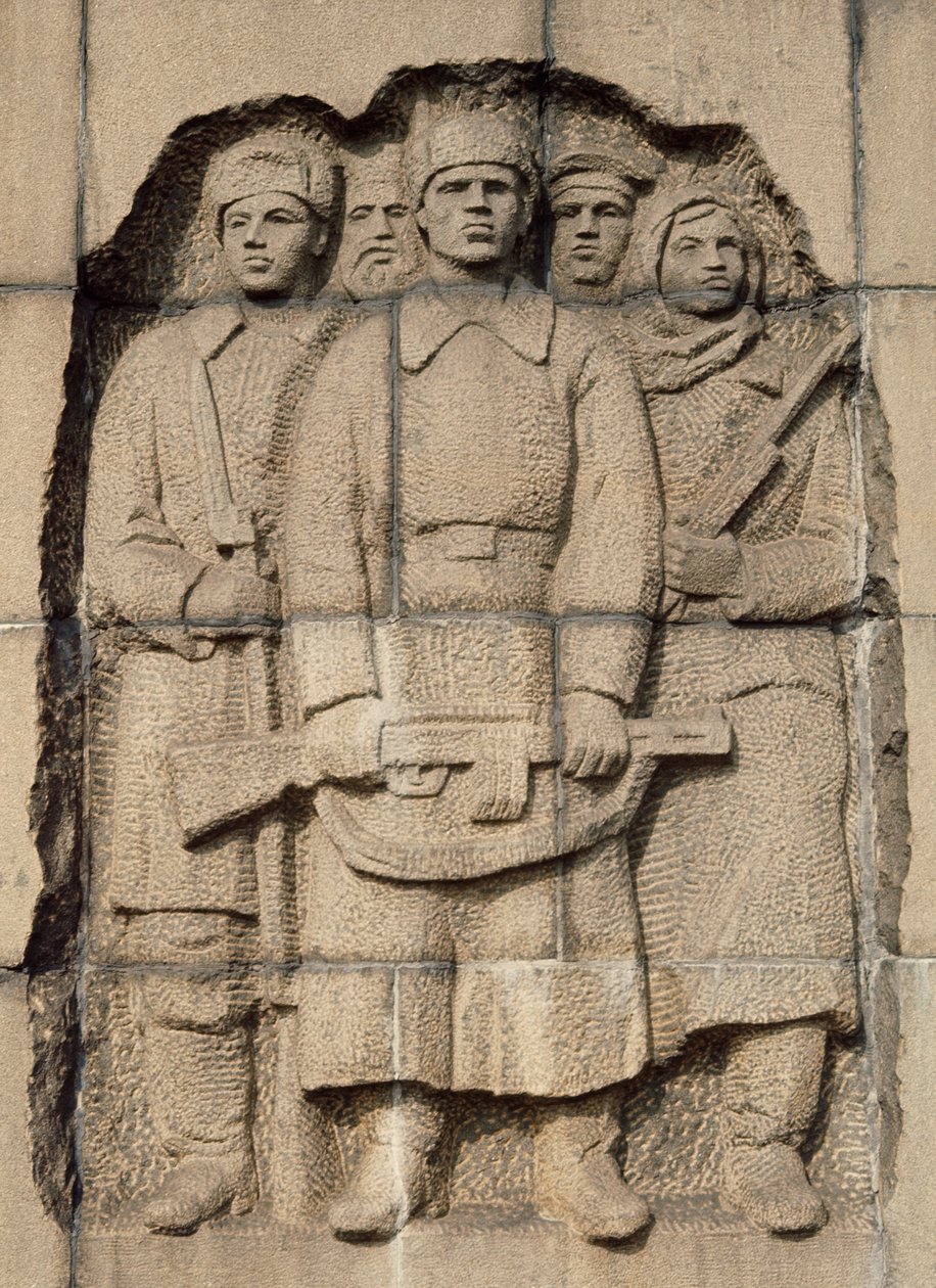 Památník odporu ruského lidu během 900denního německého obléhání města Leningrad, hřbitov Pskarevski, reliéf, Petrohrad, Rusko, 20. století od Benjamin Baud