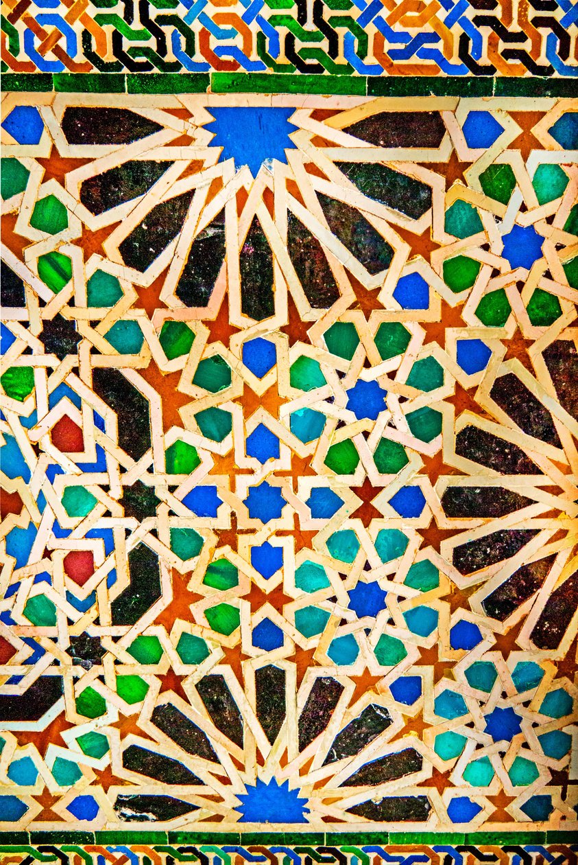 Mozaika, Comares Palace, Cuarto/Palacio de Comares, v komplexu Myrtle Court, Nasrid Palaces, Alhambra, Granada, Andalusie, Španělsko, Evropa (foto) od Unbekannter Künstler