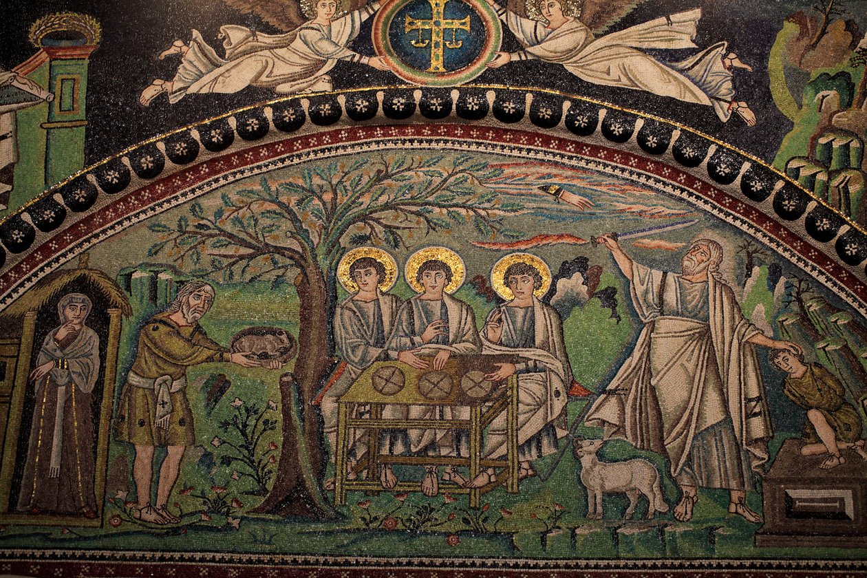 Mozaika ze Starého zákona "Obět Izáka". Bazilika San Vitale. 6. století, Ravenna, Itálie. UNESCO od Unbekannt