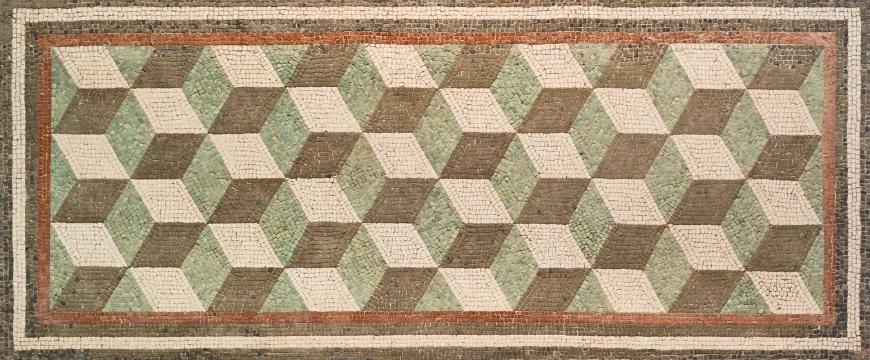 Mosaiikki kuutiometrillä, 1. vuosisadalla eKr., roomalaisen huvilan tablinumista, Rooman kansallismuseo (museo nazionale romano), Rooma, Italia od Unbekannter Künstler