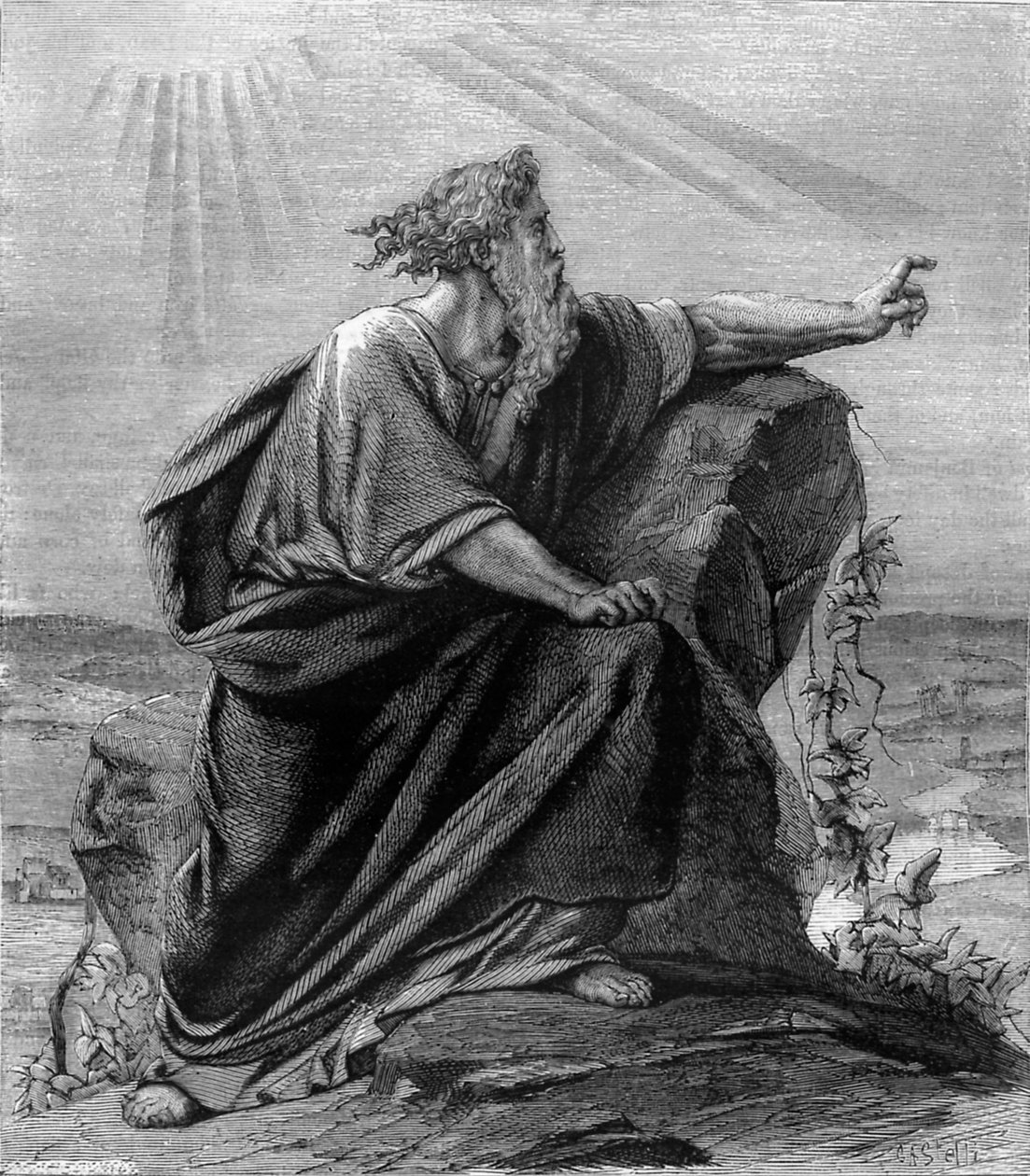 Mojžíš při pohledu na zaslíbenou zemi - Bible od Unbekannter Künstler