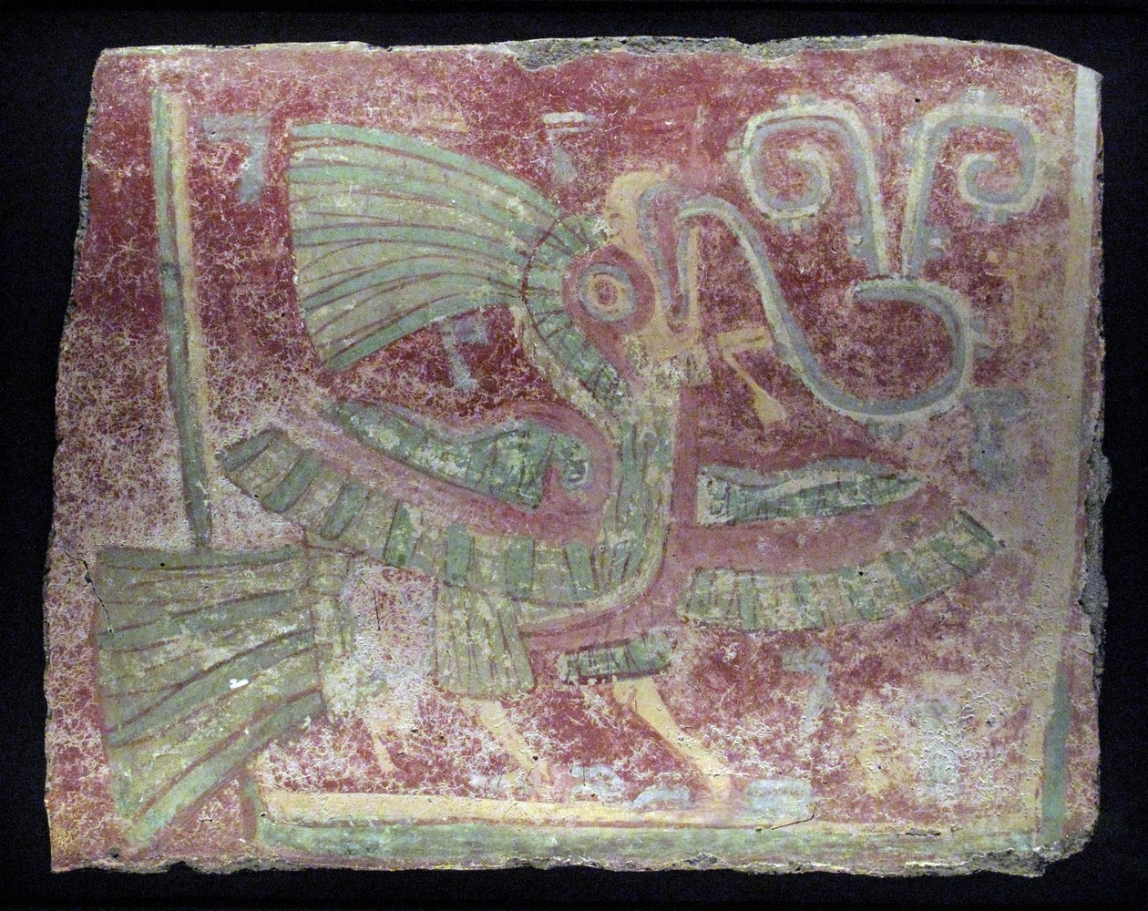 Nástěnný fragment quetzalu se zpívající virgulou, raně klasické období, 200–600 n. l. od Unbekannt