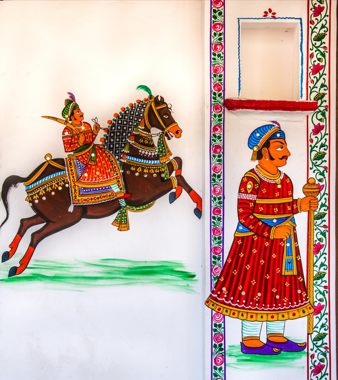Nástěnná malba ve starém městě, Udaipur, Udaipur, Rádžasthán, Indie, Asie (foto) od Unbekannter Künstler