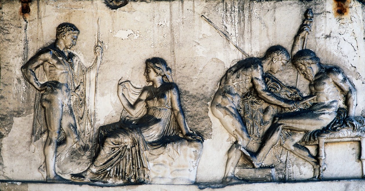 Mýtus o Telephovi, Dům Telephova reliéfu, Herculaneum, Kampánie, Itálie, římská civilizace od Benjamin Baud